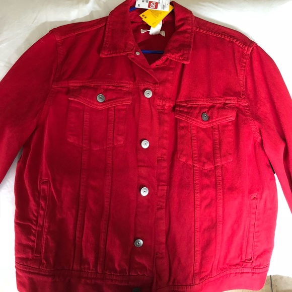 men red jean jacket